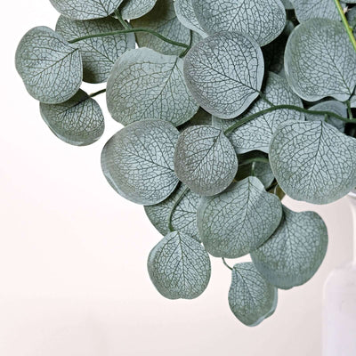 Eucalyptus leaves in a decorative vase, showcasing their textured detail.