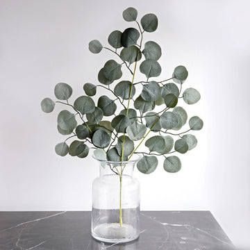 Add a Serene Green Flair to Your Space with Real Touch Frosted Green Artificial Silk Eucalyptus Leaf Stems