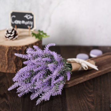 Realistic Artificial Lavender Lilac Flower Plant Stems Greenery Bouquet 14''