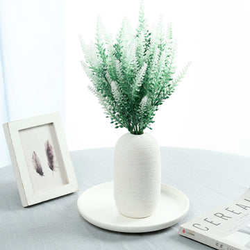 Create a Timeless and Refreshing Atmosphere with Green/White Artificial Lavender Flower Plant Stems