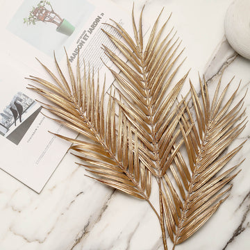 Create a Magical Atmosphere with Metallic Gold Artificial Palm Leaf