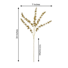 Vase Filler Metallic Gold Artificial Eucalyptus Branches 34 Inch 2 Stems