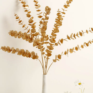 Add a Touch of Glamour with Gold Artificial Eucalyptus Leaf Vase Filler