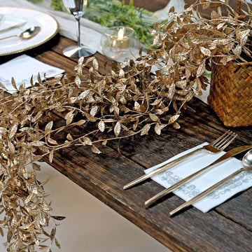 Elevate Your Space with Metallic Gold Artificial Hanging Ivy Leaf Stem Garlands