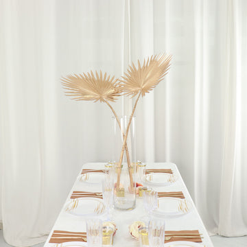 Add a Touch of Luxury with Shiny Golden Artificial Tropical Plant Fan Palm Leaf Stems