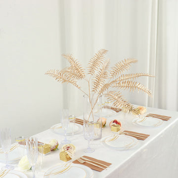 Create a Luxurious Atmosphere with Golden Artificial Tropical Plant Fern Leaf Stems