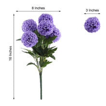 4 Bushes | Purple Artificial Silk Chrysanthemum Flowers, Faux Mums