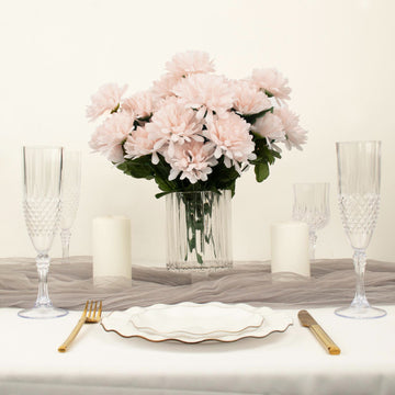 Capture the Beauty of Blush with Artificial Silk Chrysanthemum Flower Bouquets
