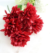 12 Bushes Of Burgundy Chrysanthemum Flower Bouquets Artificial Silk