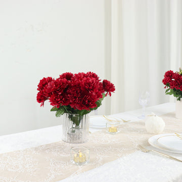 Add Elegance with Burgundy Silk Chrysanthemum Flower Bouquets