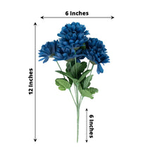12 Bushes Of Navy Blue Chrysanthemum Flower Bouquets Artificial Silk