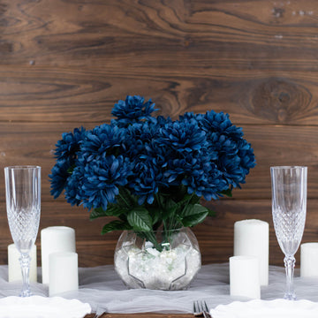 Elevate Your Event Decor with Navy Blue Silk Chrysanthemum Flower Bouquets