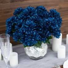 12 Bushes Artificial Silk Chrysanthemum Flower Navy Blue Bouquets