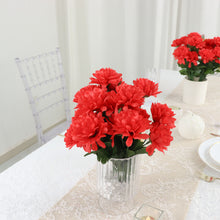 12 Bushes Artificial 84 Pieces Silk Chrysanthemum Flowers In Red