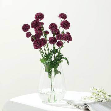 Add Elegance to Your Décor with Burgundy Artificial Chrysanthemum Mum Flower Bouquets