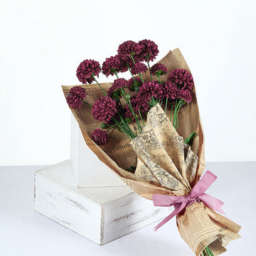 Create a Timeless and Festive Ambiance with Burgundy Artificial Chrysanthemum Mum Flower Bouquets
