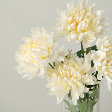 Create Unforgettable Moments with our Ivory Artificial Silk Chrysanthemum Bouquet Flowers