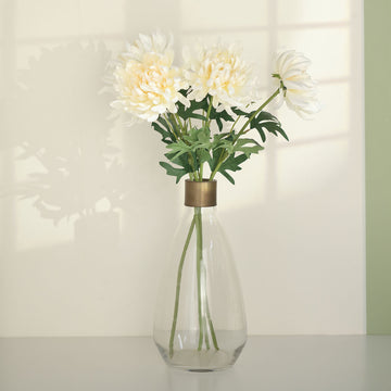 Add a Touch of Elegance with Ivory Artificial Silk Chrysanthemum Bouquet Flowers