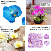 20 Flower Heads | 4inch Royal Blue Artificial Silk Moth Orchids For DIY Crafts
