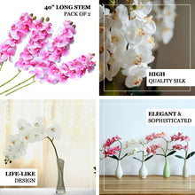 Cream Flower Bouquet 40 Inch Tall Artificial Silk Orchid 2 Stems 