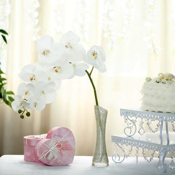 Elegant White Artificial Silk Orchid Flower Bouquets for Stunning Centerpieces