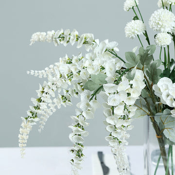 Enhance Your Event Decor with White Artificial Foxglove Orchid Flower Bouquet Stem