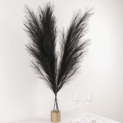 Black decorative pampas grass in a vase.