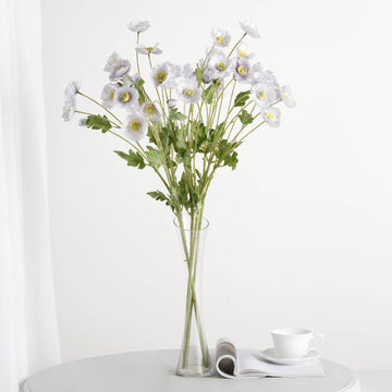 Ravishing Lavender Lilac Artificial Poppy Silk Flowers for Vibrant Centerpiece Decor