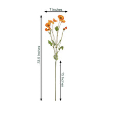Artificial Silk Poppy Stems Orange 33 Inch Bouquet 2