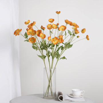 Vibrant Orange Silk Poppy Flower Bouquet