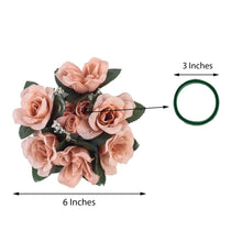 Dusty Rose Artificial Silk Rose Flower Candle Ring Wreaths 4 Pack 3 Inch
