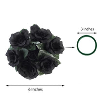 Black Artificial 3 Inch Flower Candle Ring Silk Rose Wreath Pack Of 4
