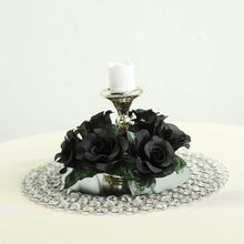 Artificial 3 Inch Black Silk Rose Candle Ring Wreath Flower 4 Pack