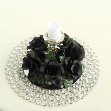 Create a Captivating Atmosphere with Black Artificial Silk Rose Flower Candle Ring Wreaths