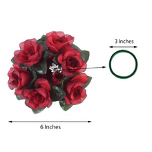 Black & Red Artificial 3 Inch Flower Candle Ring Silk Rose Wreath Pack Of 4
