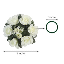Ivory Artificial 3 Inch Flower Candle Ring Silk Rose Wreath Pack Of 4
