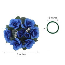 Royal Blue Artificial 3 Inch Flower Candle Ring Silk Rose Wreath Pack Of 4
