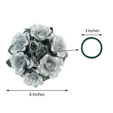 Silver Artificial 3 Inch Flower Candle Ring Silk Rose Wreath Pack Of 4