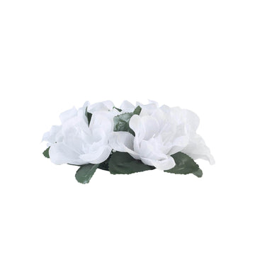 Enhance Your Event Decor with White Artificial Silk Rose Candle Ring Wreaths