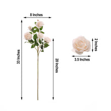 33 Inch Silk Blush & Rose Gold Colored Rose Flower Tall Artificial Bush Stems 2 Bouquets 