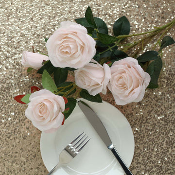 Experience Lasting Beauty with 2 Bouquets of Blush Artificial Silk Long Stem Roses