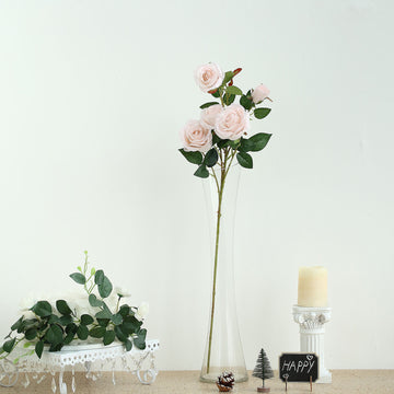 Experience Lasting Beauty with 2 Bouquets of Blush Artificial Silk Long Stem Roses