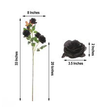 33 Inch Silk Black Rose Flower Tall Artificial Bush Stems 2 Bouquets 
