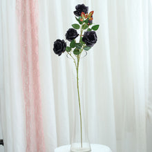 33 Inch Tall Artificial Silk Rose Flower Bush Stems 2 Bouquets in Black Color 
