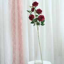 33 Inch Tall Artificial Silk Rose Flower Bush Stems 2 Bouquets in Burgundy Color 