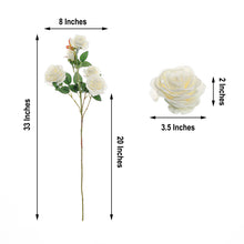 33 Inch Silk Ivory Rose Flower Tall Artificial Bush Stems 2 Bouquets 