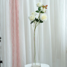 33 Inch Tall Artificial Silk Rose Flower Bush Stems 2 Bouquets in Ivory Color 