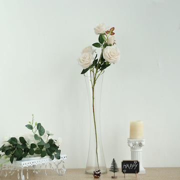Create a Timeless and Romantic Atmosphere with Ivory Artificial Silk Rose Flower Bush Stems