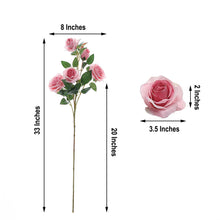 33 Inch Silk Pink Rose Flower Tall Artificial Bush Stems 2 Bouquets 