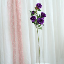 33 Inch Tall Artificial Silk Rose Flower Bush Stems 2 Bouquets in Purple Color 